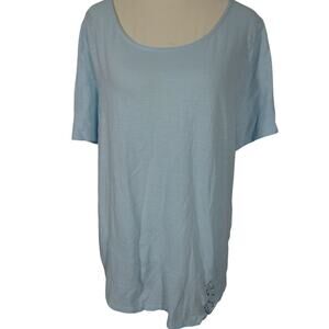 Chico's 2 Blue Asymmetrical Triangle Hem Tunic Top Criss Cros Side Peasant